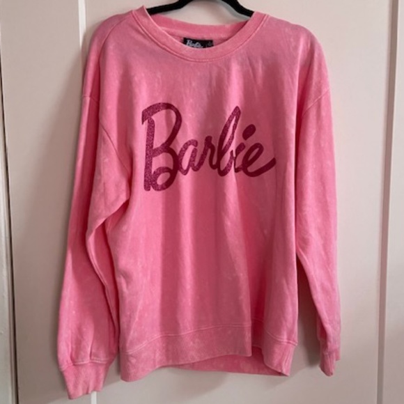 Barbie Tops - NEW pink Barbie sweatshirt ladies' size Large L. Official Barbie movie shirt NWT